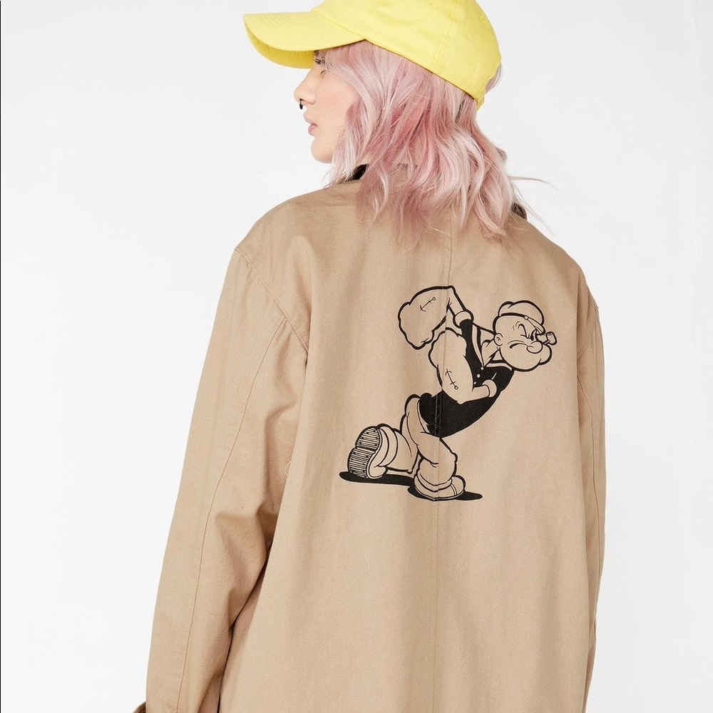 HUF Popeye Collab Trench coat Jacket unisex xs